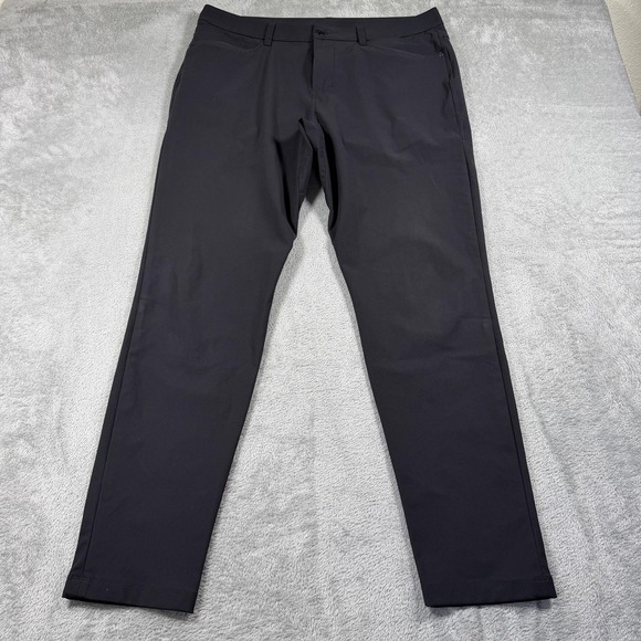 Lululemon ABC Pants Mens 36x32 Black Slim Fit Tapered Warpstreme Travel Casual